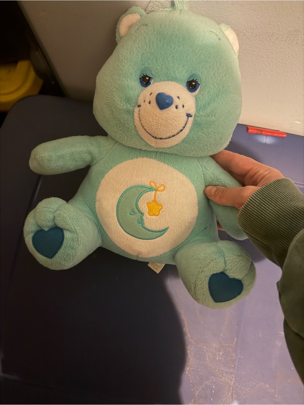 Care bears Plush Teal Moon Bear Stuffed Toy - Soft Cuddly Kid's Plush